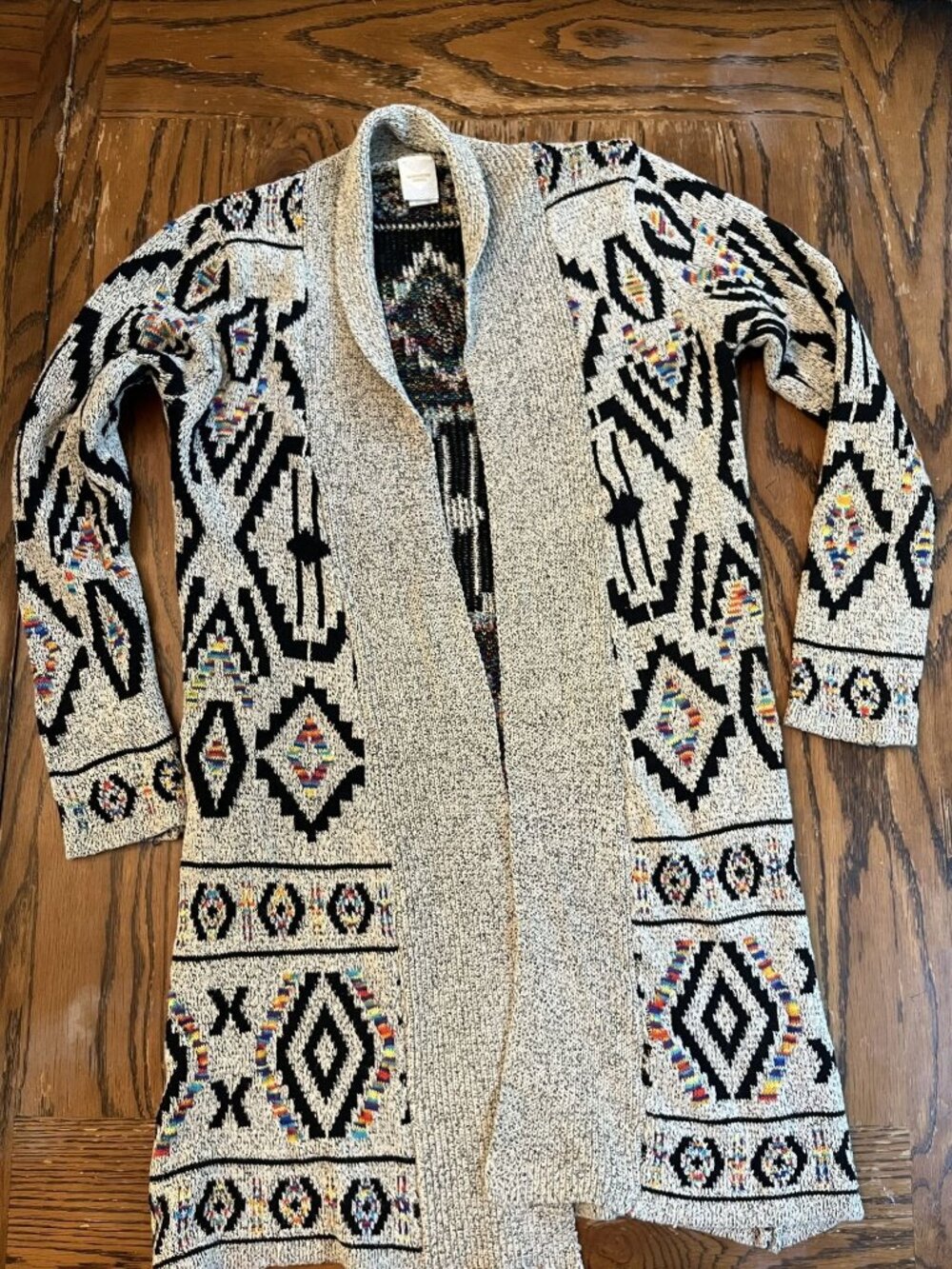 Northern Angel Aztec Southwestern Boho Open Front Cardigan Sweater Womens XL